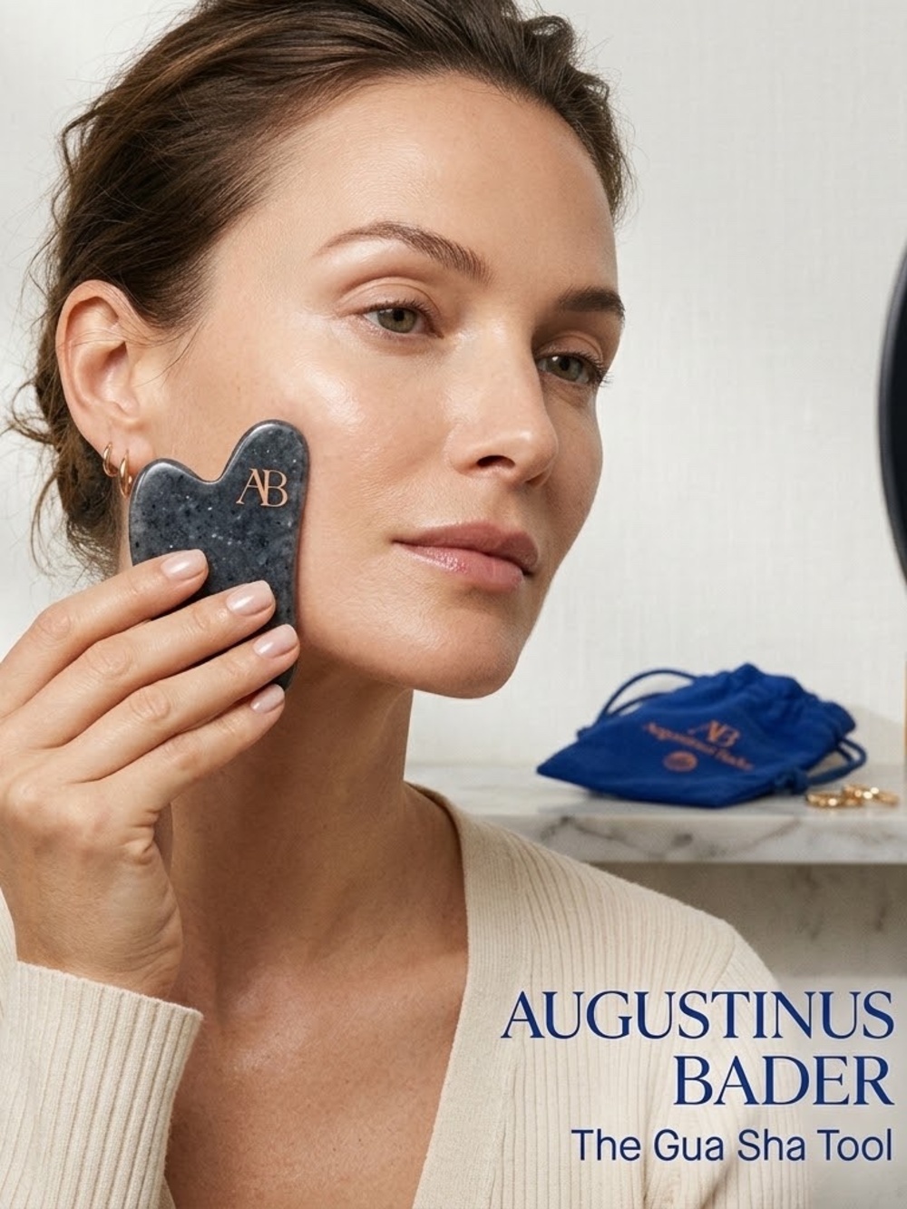 New Augustinus Bader Limited Edition Aventurine Gua Sha Stone with Travel Pouch
